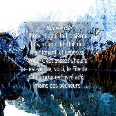 Picture 04 - Marc 14:41 LSG - Il revint pour la troisième fois, et leur dit: - Bible Verse Picture