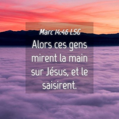 Picture 04 - Marc 14:46 LSG - Alors ces gens mirent la main sur Jésus, et le - Bible Verse Picture