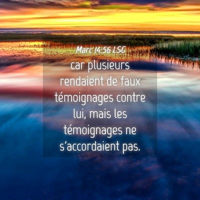 Picture 04 - Marc 14:56 LSG - car plusieurs rendaient de faux témoignages - Bible Verse Picture