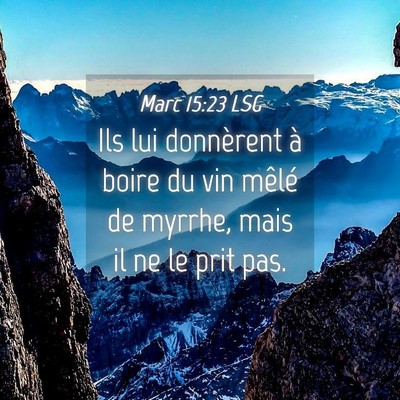 Picture 04 - Marc 15:23 LSG - Ils lui donnèrent à boire du vin mêlé de - Bible Verse Picture
