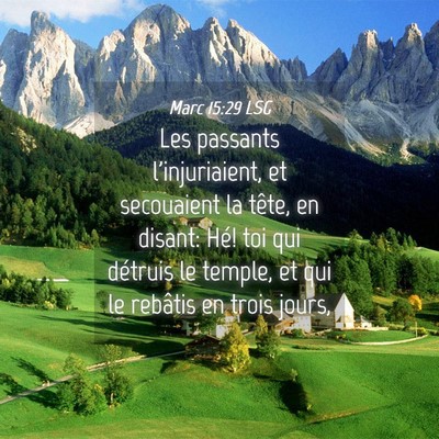 Picture 04 - Marc 15:29 LSG - Les passants l'injuriaient, et secouaient la - Bible Verse Picture