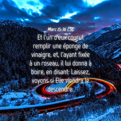 Picture 04 - Marc 15:36 LSG - Et l'un d'eux courut remplir une éponge de - Bible Verse Picture