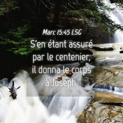 Picture 04 - Marc 15:45 LSG - S'en étant assuré par le centenier, il donna le - Bible Verse Picture