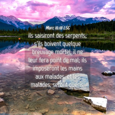 Picture 04 - Marc 16:18 LSG - ils saisiront des serpents; s'ils boivent quelque - Bible Verse Picture
