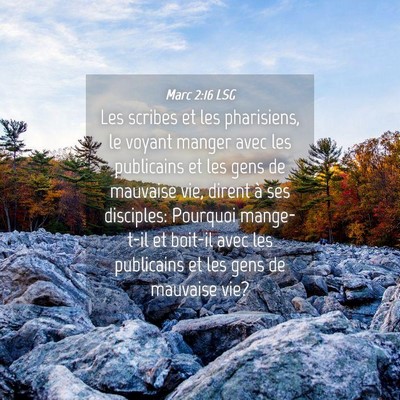 Picture 04 - Marc 2:16 LSG - Les scribes et les pharisiens, le voyant manger - Bible Verse Picture