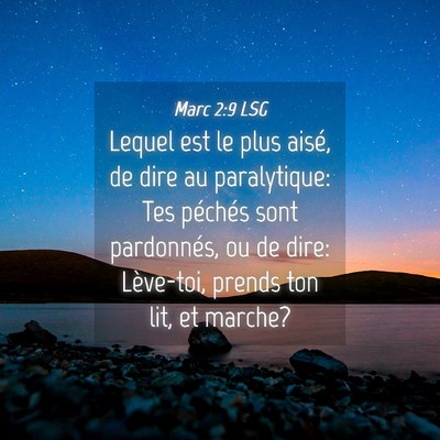 Picture 04 - Marc 2:9 LSG - Lequel est le plus aisé, de dire au paralytique: - Bible Verse Picture