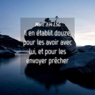 Picture 04 - Marc 3:14 LSG - Il en établit douze, pour les avoir avec lui, et - Bible Verse Picture
