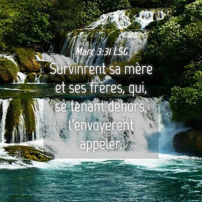 Picture 04 - Marc 3:31 LSG - Survinrent sa mère et ses frères, qui, se - Bible Verse Picture