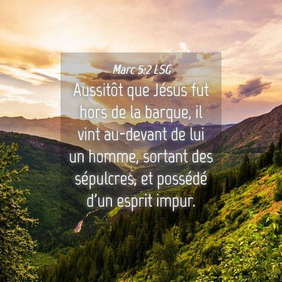Picture 04 - Marc 5:2 LSG - Aussitôt que Jésus fut hors de la barque, il - Bible Verse Picture