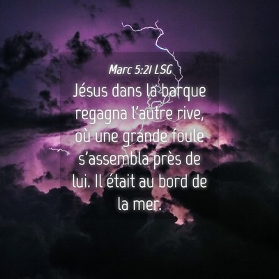 Picture 04 - Marc 5:21 LSG - Jésus dans la barque regagna l'autre rive, où - Bible Verse Picture