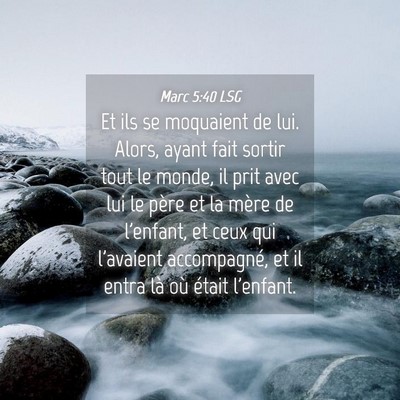 Picture 04 - Marc 5:40 LSG - Et ils se moquaient de lui. Alors, ayant fait - Bible Verse Picture