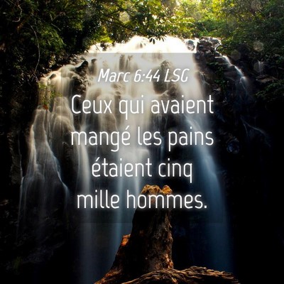 Picture 04 - Marc 6:44 LSG - Ceux qui avaient mangé les pains étaient cinq - Bible Verse Picture