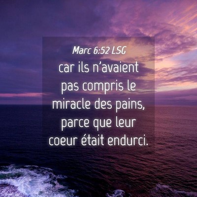 Picture 04 - Marc 6:52 LSG - car ils n'avaient pas compris le miracle des - Bible Verse Picture