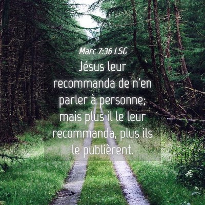 Picture 04 - Marc 7:36 LSG - Jésus leur recommanda de n'en parler à - Bible Verse Picture