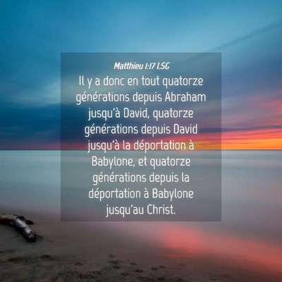 Picture 04 - Matthieu 1:17 LSG - Il y a donc en tout quatorze générations depuis - Bible Verse Picture