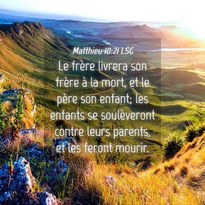Picture 04 - Matthieu 10:21 LSG - Le frère livrera son frère à la mort, et le - Bible Verse Picture