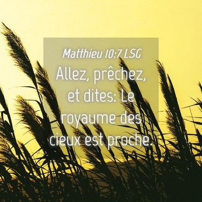 Picture 04 - Matthieu 10:7 LSG - Allez, prêchez, et dites: Le royaume des cieux - Bible Verse Picture