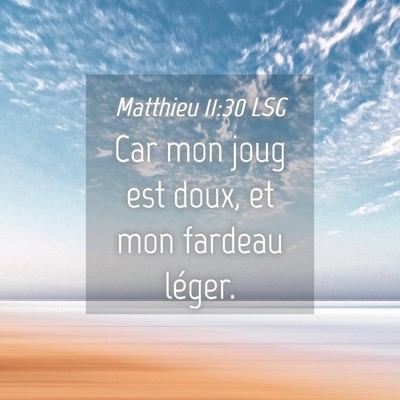 Picture 04 - Matthieu 11:30 LSG - Car mon joug est doux, et mon fardeau - Bible Verse Picture