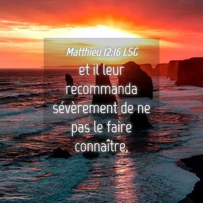 Picture 04 - Matthieu 12:16 LSG - et il leur recommanda sévèrement de ne pas le - Bible Verse Picture