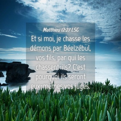 Picture 04 - Matthieu 12:27 LSG - Et si moi, je chasse les démons par Béelzébul, - Bible Verse Picture