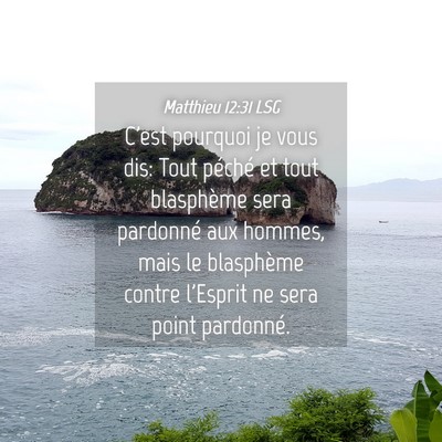 Picture 04 - Matthieu 12:31 LSG - C'est pourquoi je vous dis: Tout péché et tout - Bible Verse Picture