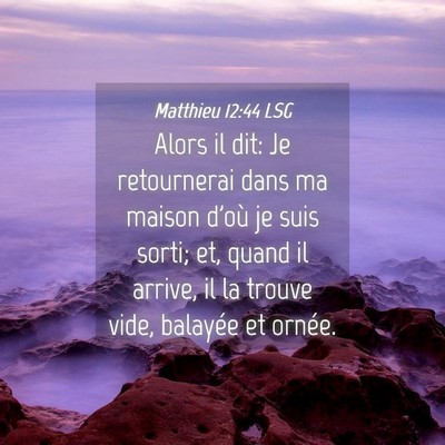 Picture 04 - Matthieu 12:44 LSG - Alors il dit: Je retournerai dans ma maison d'où - Bible Verse Picture