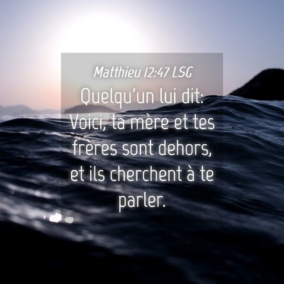 Picture 04 - Matthieu 12:47 LSG - Quelqu'un lui dit: Voici, ta mère et tes frères - Bible Verse Picture
