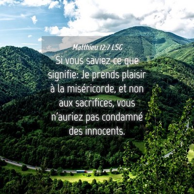 Picture 04 - Matthieu 12:7 LSG - Si vous saviez ce que signifie: Je prends plaisir - Bible Verse Picture