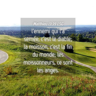 Picture 04 - Matthieu 13:39 LSG - l'ennemi qui l'a semée, c'est le diable; la - Bible Verse Picture