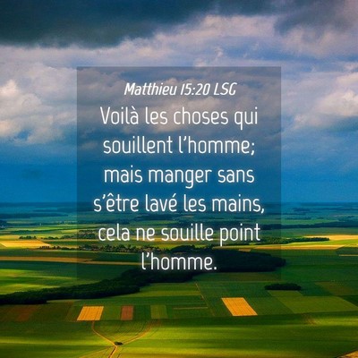 Picture 04 - Matthieu 15:20 LSG - Voilà les choses qui souillent l'homme; mais - Bible Verse Picture