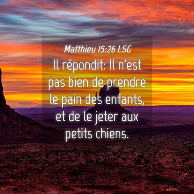 Picture 04 - Matthieu 15:26 LSG - Il répondit: Il n'est pas bien de prendre le - Bible Verse Picture