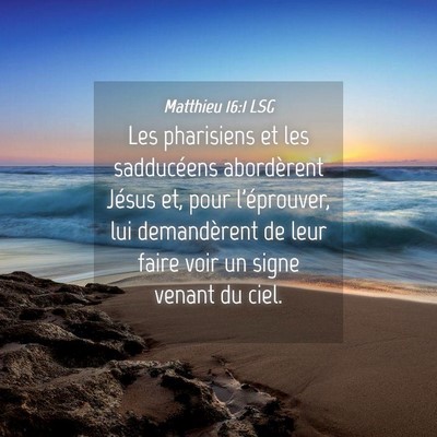 Picture 04 - Matthieu 16:1 LSG - Les pharisiens et les sadducéens abordèrent - Bible Verse Picture