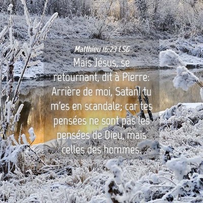 Picture 04 - Matthieu 16:23 LSG - Mais Jésus, se retournant, dit à Pierre: - Bible Verse Picture