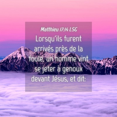 Picture 04 - Matthieu 17:14 LSG - Lorsqu'ils furent arrivés près de la foule, un - Bible Verse Picture