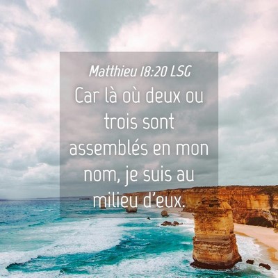 Picture 04 - Matthieu 18:20 LSG - Car là où deux ou trois sont assemblés en mon - Bible Verse Picture