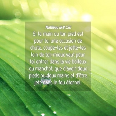 Picture 04 - Matthieu 18:8 LSG - Si ta main ou ton pied est pour toi une occasion - Bible Verse Picture