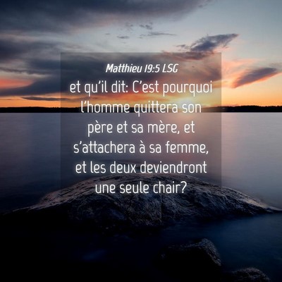 Picture 04 - Matthieu 19:5 LSG - et qu'il dit: C'est pourquoi l'homme quittera son - Bible Verse Picture