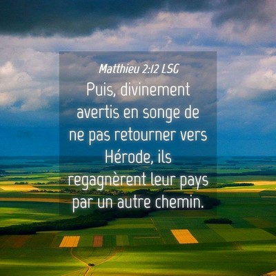 Picture 04 - Matthieu 2:12 LSG - Puis, divinement avertis en songe de ne pas - Bible Verse Picture