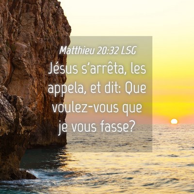 Picture 04 - Matthieu 20:32 LSG - Jésus s'arrêta, les appela, et dit: Que - Bible Verse Picture