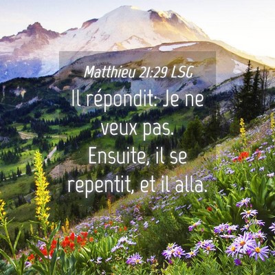 Picture 04 - Matthieu 21:29 LSG - Il répondit: Je ne veux pas. Ensuite, il se - Bible Verse Picture