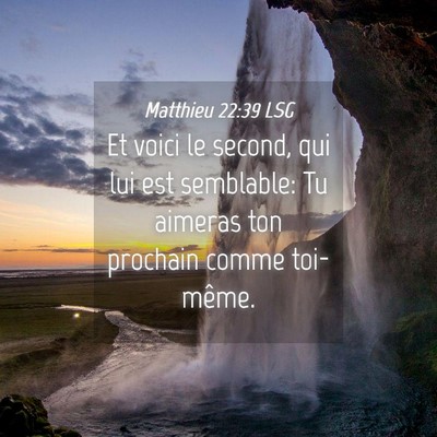 Picture 04 - Matthieu 22:39 LSG - Et voici le second, qui lui est semblable: Tu - Bible Verse Picture