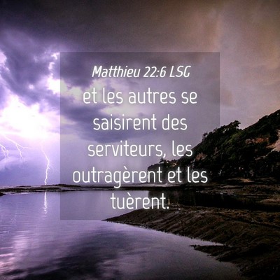 Picture 04 - Matthieu 22:6 LSG - et les autres se saisirent des serviteurs, les - Bible Verse Picture