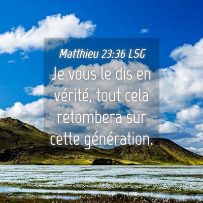 Picture 04 - Matthieu 23:36 LSG - Je vous le dis en vérité, tout cela retombera - Bible Verse Picture