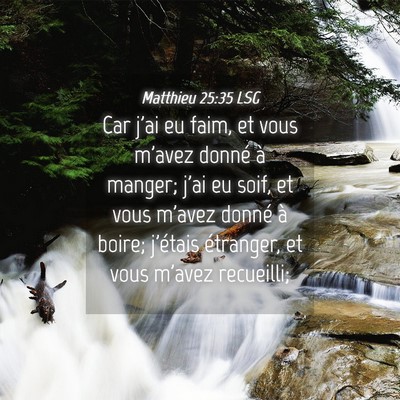 Picture 04 - Matthieu 25:35 LSG - Car j'ai eu faim, et vous m'avez donné à - Bible Verse Picture