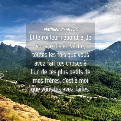 Picture 04 - Matthieu 25:40 LSG - Et le roi leur répondra: Je vous le dis en - Bible Verse Picture