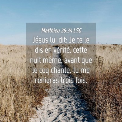 Picture 04 - Matthieu 26:34 LSG - Jésus lui dit: Je te le dis en vérité, cette - Bible Verse Picture