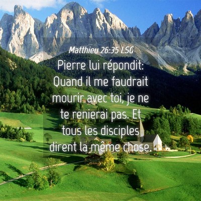 Picture 04 - Matthieu 26:35 LSG - Pierre lui répondit: Quand il me faudrait mourir - Bible Verse Picture