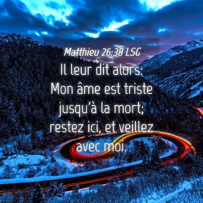 Picture 04 - Matthieu 26:38 LSG - Il leur dit alors: Mon âme est triste jusqu'à - Bible Verse Picture