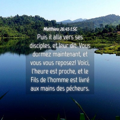 Picture 04 - Matthieu 26:45 LSG - Puis il alla vers ses disciples, et leur dit: - Bible Verse Picture