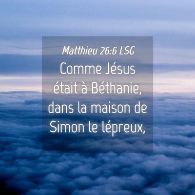 Picture 04 - Matthieu 26:6 LSG - Comme Jésus était à Béthanie, dans la maison - Bible Verse Picture